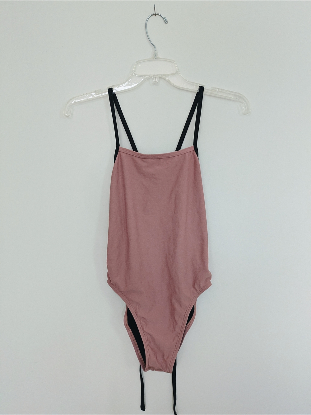 Joyln size 30 (4-6)  Mauve Pink One-Piece swimsuit with Black Piping